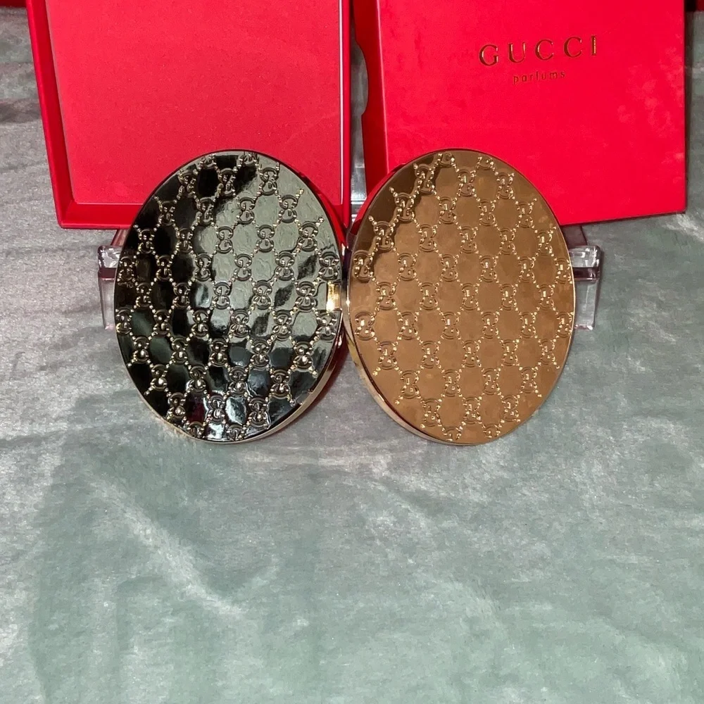 Gucci Red Compact with Gold-Tone Interlocking G Lid
